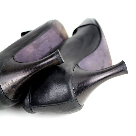 VTG Lisa Nadin BLACK GENUINE LEATHER 2.5" HEEL POINTED TOE CLASSIC SHOES Sz 36/6 - Picture 12 of 13